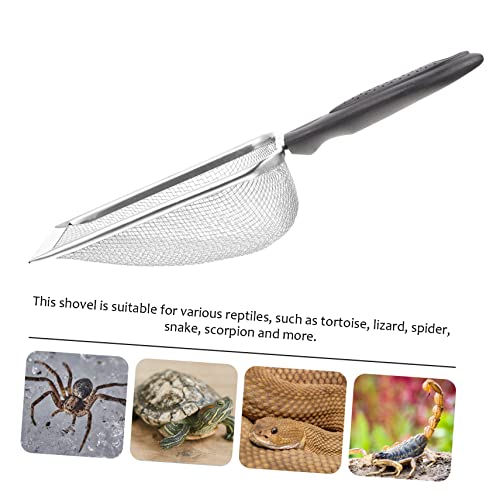 Hemoton 1Pc Stainless Steel Reptile Sand Shovel with Filtering Mesh Ergonomic Design for Easy Excrement Cleanup Terrariums for Turtles Lizards and Other Reptiles