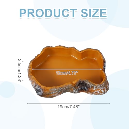 Reptile Food Bowl, Reptile Feeding Dish Corner Bowl Water Resin Rock Worm Feeder Dish m (7.5 in, Orange), Intended for Lizards/o/Scaled Pet/Leopard o/Spiders - color: Orange, size: 7.5 In