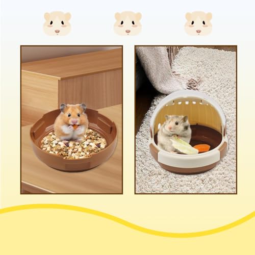 Hamster Carrier Cage Portable Cages Small Animals Carry Travel Case with Water Bottle Plastic Breathable Guinea Pig Outgoing Cage for Dwarf Hamster Ferret Chinchillas Hedgehog (Brown) - color: 【Brown】