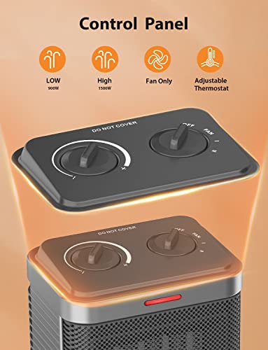 1500W Small Space Heater for Indoor Use, PTC Ceramic Space Heater with Thermostat, 3 Modes, Safety Quiet Heating, Multiple Protection, Portable Heater for Office Room Desk Use - color: GRAY