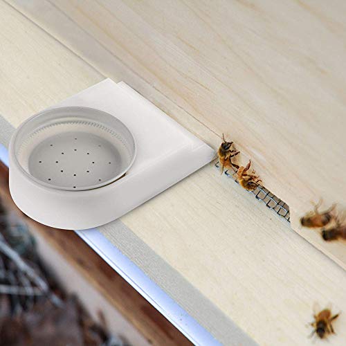2 Pack Plastic Bee Feeder Entrance Feeder with Lids, Minelife Beehive Feeder Beekeeper Tool Beekeeping Equipment Fits Most Small Mouth Canning Feeder and Waterer