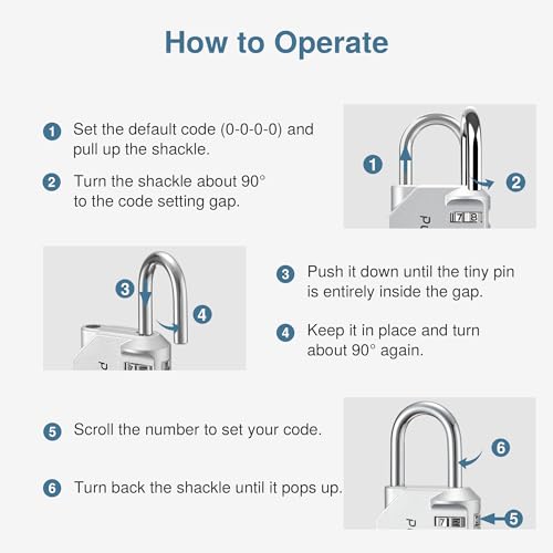 Puroma 1 Pack Combination Lock Locker 4 Digits Combo Padlock Gym Silver | For School Gate Fence Toolbox Hasp Storage, Outdoor, Resettable, Weatherproof, Side Window, Crack Cut Resist, Hardened Steel - color: Silver