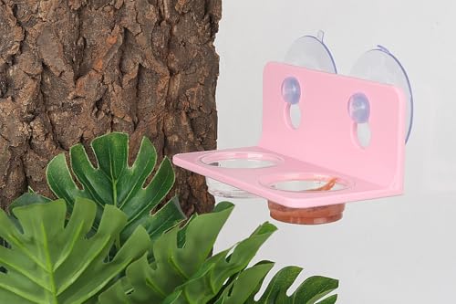 Crested Gecko Feeding Ledge with 10PCS Gecko Food Dish - Pink - color: Pink