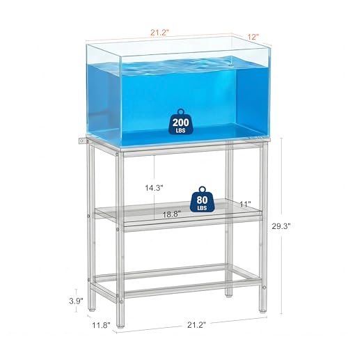 5 & 10 Gallon Fish Tank Stand for Standard Tanks, Black | Fits 5 & 10 Gal Standard Tanks for Aquarium, Reptile Terrarium & Turtle Tank, 21.2"L x 11.8"W One-Piece Wooden Tabletop - size: 10 Gallon