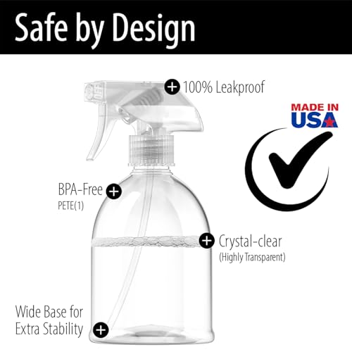Bar5F Fine Mist Spray Bottle 16-Ounce Essential Oils, Gardening, Mild Cleaning Solutions, Pets, Plants, Cooking, Water Spray Bottle, Salon Hair Misting (2)