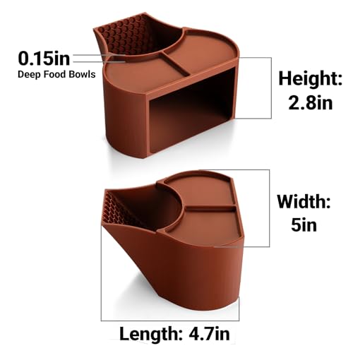 Hermit Crab Habitat Shelter with Dual Food Bowls, 2-in-1 Cave Shelter & Feeding Dish, Textured Climbing Ramp & Viewing Window, Hermit Crab Accessories for Habitat & Tank Setup (Brown) - color: Brown