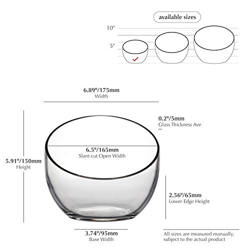 WGVI Clear Slant Cut Bowl Glass Vase, Glass Terrarium, Candy Dish, Glassware, Slant Cut, 7" Width, 6" Height (1 Piece) - size: Slant Bowl 6"H