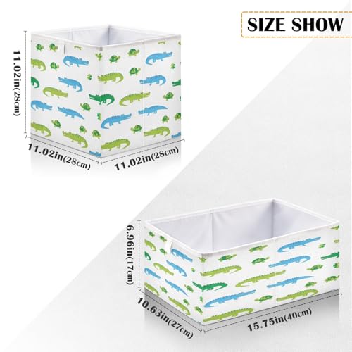 QUGRL Crocodile Reptile Pattern with Turtles Storage Bins Organizer Foldable Clothes Storage Basket Box for Shelves Closet Cabinet Office Dorm Bedroom 15.75 x 10.63 x 6.96 in - size: 15.75x10.63x6.96in
