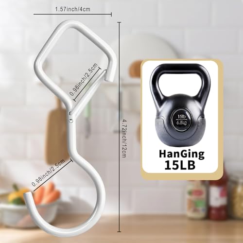 Heavy Duty S Hooks for Hanging with Lock, 4.72 Inch Metal Screw Hooks for Plants, Kitchen Utensils, Bags, Towels, and Outdoor Storage, Plant Hangers and Hanging Hooks (White, 30 pcs) - color: White, size: 30 Pieces