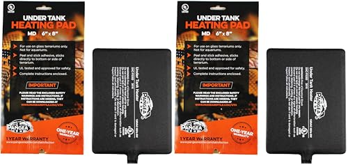 Pangea Reptile Heat Mat (Medium, 6x8, 10-20 gal), Black (UTH6x8) (Pack of 2) - size: Medium 6x8" (10-20 gal) (Pack of 2)