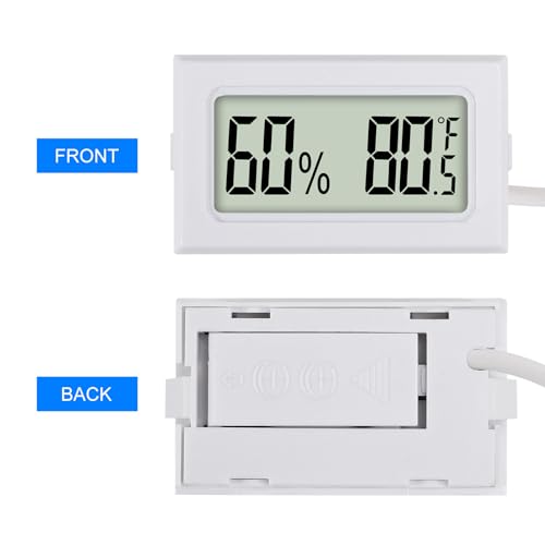 3Pcs Mini Digital Thermometer Hygrometer with Probe Electronic Temperature Humidity Gauge Meters Indoor LCD Display Fahrenheit for Humidors,Greenhouse,Garden,Incubator Reptile Terrarium - color: White-3PCS