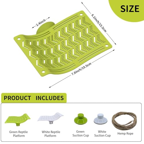 2PCS Bearded Dragon Hammock,Turtle Dock Basking Platform with Suction Cups,Reptile Plastic Climbing Lounger Tank Accessories for Lizards Frog Gecko Snakes