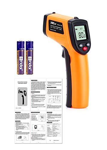 Digital Infrared Thermometer Tool Gun with Adjustable Emissivity Non-Contact Laser Temperature Gun with Max/Min Measure for Kitchen Cooking Industry Automobile -58°F ~ 752°F - color: Orange