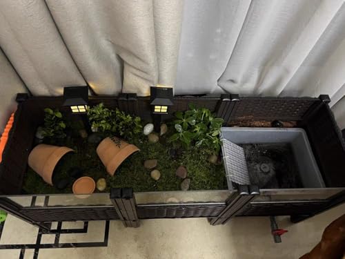Large Tortoise Habitat Enclosure Semi-Aquatic Reptile Terrarium box turtle | solid acrylic panels/Plastic (47"Lx16"Wx20"H) -Reptile Enclosure Turtle Habitat Kit Land/Water Zone Design