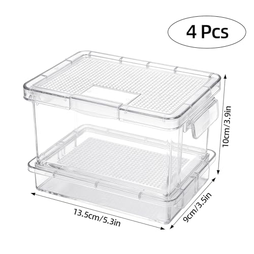 4 Pcs Mealworm Breeding Kit - to Breed Live Mealworms, Clear Mealworm Farm Containers for Live Mealworms, Reptiles, Lizards, Frogs,Tortoises (5.3"x3.5"x4") - color: Clear-4Pcs