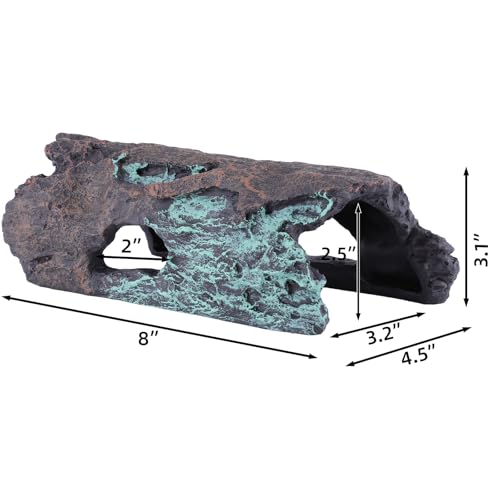 Natural Reptile Hide Basking Platform, Hideout Decor for Aquarium, Fish Tank, Bearded Dragon, Gecko, Shrimp, Betta (Glow-in-the-Dark Tree Cave, Medium) - color: Glow-in-the-Dark Tree Cave, size: Medium
