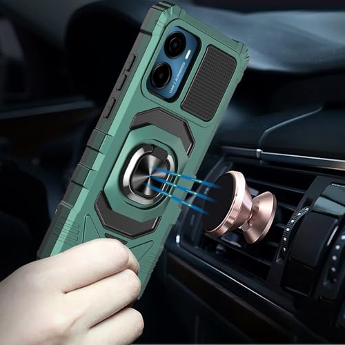 for Cricket Magic 2 5G 2024 U655AC Robotic Ring Stand Hybrid Cover Phone Case + Extreme Band (Green) - color: Green