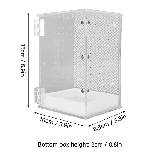Acrylic Reptile Terrarium Tank Paludarium Habitat Tank with Magnetic Door Ventilation Holes for Tarantula Frog Leopard Gecko (S) - size: S