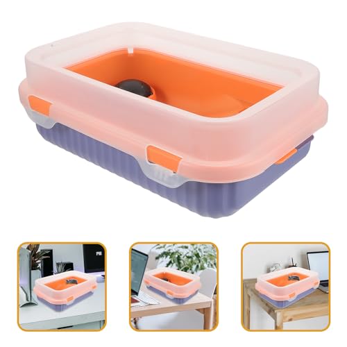 Abaodam Turtle Tank with Basking Platform and Ramp Small Orange-Blue Amphibious Habitat for Aquatic Turtles and Tortoises with Drainage System for Reptile Pets