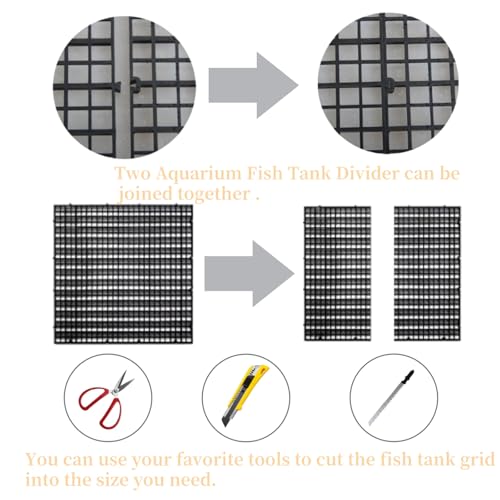 4pcs Aquarium Lid Hood Fish Tank Top Cover Terrarium Lid Plastic Grid Panel Egg Crate Grate with 6 Aquarium Glass Cover Board Clip Fish Tank Lid Anti-Jumping Net Cover (Clear,11.6*11.6inch) - color: Clear