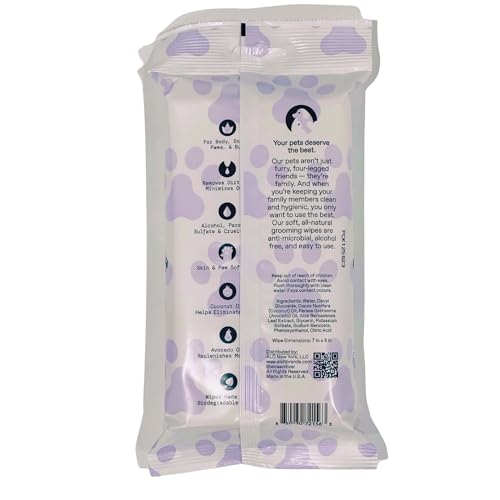 ALŌH Hypoallergenic Multi-Purpose Pet Wipes, All-Natural & Unscented | Grooming & Cleaning Wipes for Paws, Butt, Face & Body - Sensitive Skin Safe with Coconut & Avacado Oil - 50 Wipes - color: Unscented (1 Pack)