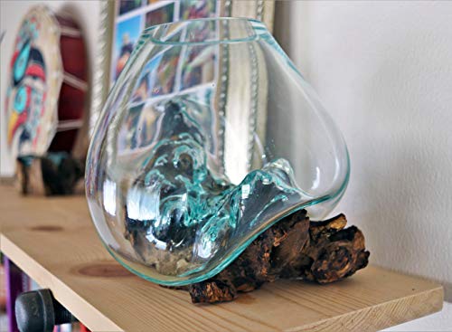 Gifts Cohasset Molten Sculpture, Approximately 8" Wide, Natural Wood and Recycled Glass (650-20) - size: Approximately 8" Wide