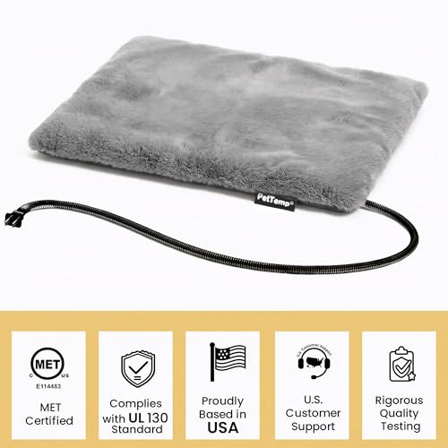 Pet Heating Pad for Cats Dogs Indoor & Sheltered Outdoor Waterproof Heated Cat Bed Heated Dog Bed Chew Resistant Cord Constant Temperature Gray 16 x 13 Inch - color: Grey, size: Small: 16" x 13" x 1.3"