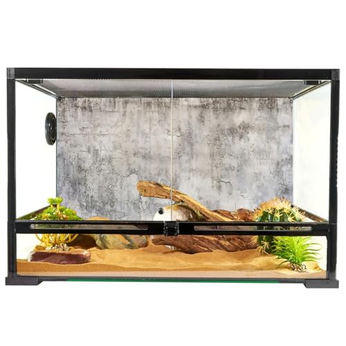 YongFoto Reptile Terrarium Background 24x16 inch Reptile Tank Background Vintage Grunge Cement Brick Wall Reptile Habitat Background Bearded Dragon Fish Tank Aquarium Background Backdrop - color: Gray Brown, size: 24x16in/60x40cm