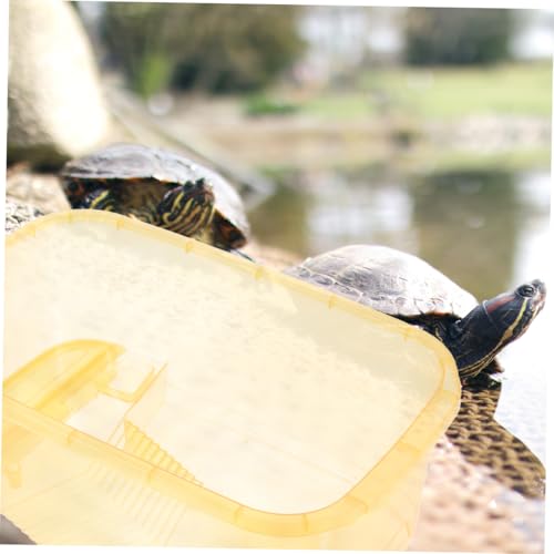 Totority 4pcs Turtle Tank Platform Indoor Multi-Function Aquarium for Turtles Non- Ramp for Climbing Convenient Cleaning Habitat for Small Creatures Amber