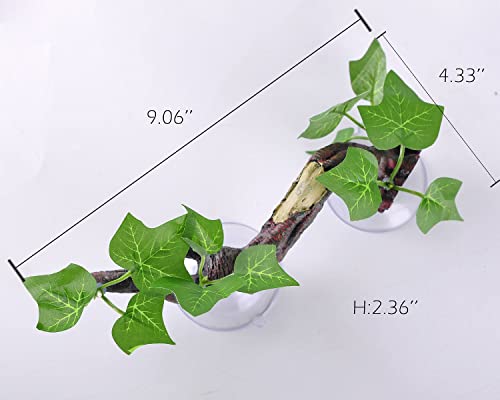 IBWell Resin Reptile Corner Branch Terrarium Plant Decoration with Suction Cup for Amphibian Lizard Snake Climbing Ornament - style: vine branch