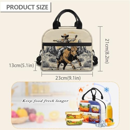 Lightweight Kids Lunch Bag Highland Cow: Aztec Western Insulated Lunch Box Main Compartment - Holds Sandwich + Fruit - Keeps Fresh - Great for Cowboy Theme Day, Picnic & School - color: Aztec Western Highland Cow