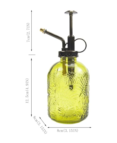 Glass Plant Mister Water Spray Bottle Small Watering Can for Indoor Plants Vintage Style Houseplant Gardening Tools for Succulent Flower (Yellow Green) - color: Yellow Green