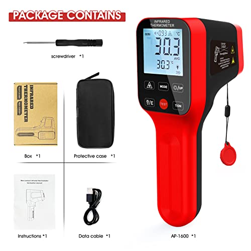 High Temp Thermometer, -58℉~2912℉ Non-Contact Digital Laser Temperature Gun with Color LCD Display for Cooking, Industrial HVAC Forge Metal