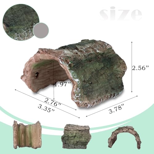IBWell 2 Pack Aquarium Hideout Reptile Cave Betta Log Resin Hollow Tree Trunk Ornament Terrarium Tank Decoration for Fish Turtle Small Reptile - Long - size: 2.35"*3.78"*2.56"