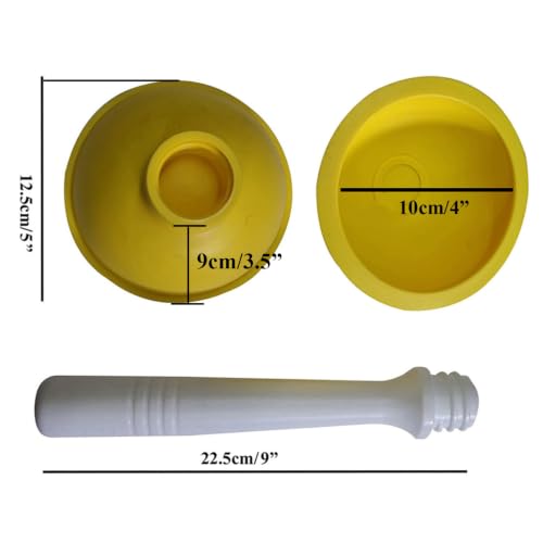 Drain Plunger, Mini Sink Unclogger, Small 4-Inch Clog Remover | Rubber Cup Hand Plumber Helper, Force Tiny Compact Tool with 9" Short Handle for Kitchen Bathroom, Toilet, Shower, Bath Tub - color: Yellow