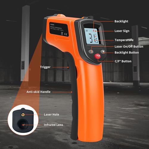 Non-Contact Infrared Thermometer Gun X6000- Handheld Digital Temperature Tester with LCD Display for Grill/Home/Kitchen/Boiler/Piping/HVAC/Industrial Use,Range:-58°F ~1022°F