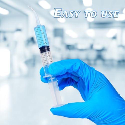 Wisdom Teeth Syringe, 12ml Dental Irrigation Syringe (20 Pack) | Curved & Straight Tips, Sterile Individually Packaged for Oral Care, Tonsil Stones Removal, Liquid, Feeding - style: Curved Tip & Straight Tip 20 Pack