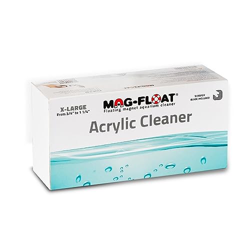 XL Extra Large Acrylic Aquarium Algae with Scraper Cleaner | Magfloat Floating Magnetic Fish Tank Magnet Cleaning Scrubber Brush Tool for Freshwater Saltwater Marine Reef Tanks - size: Extra Large