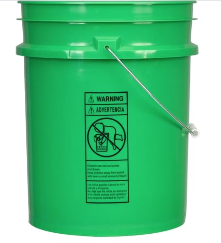 5 Gallon Food Grade Plastic Bucket with Air Tight Screw on Lid Made in USA Container (Green Bucket with Black lid) - color: Green Bucket With Black Lid