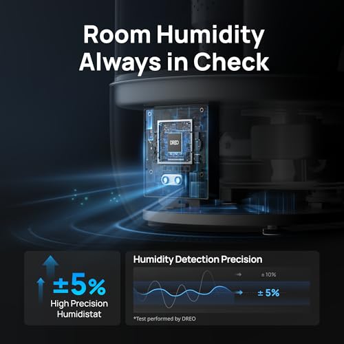 DREO 6L Humidifiers for Bedroom, 60H Runtime, 28 dB Quiet, HM524 | Precise Humidity Control, Easy to Refill & Clean, Nightlight, Cool Mist Humidifiers for Large Room, Baby Nurseries & Plants