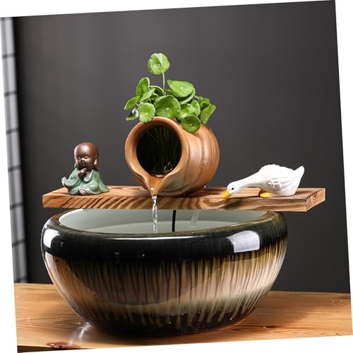YARNOW Ceramic Jar Fountain Pump Terrarium Waterfall Decor Outdoor Courtyard Jar