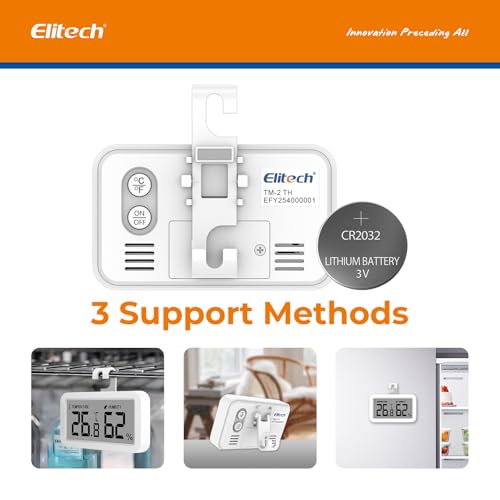 Elitech Fridge Thermometer Hygrometer Digital Freeze Refrigerator Thermometer Waterproof Large LCD Display TM-2TH - size: Thermo-hygrometer