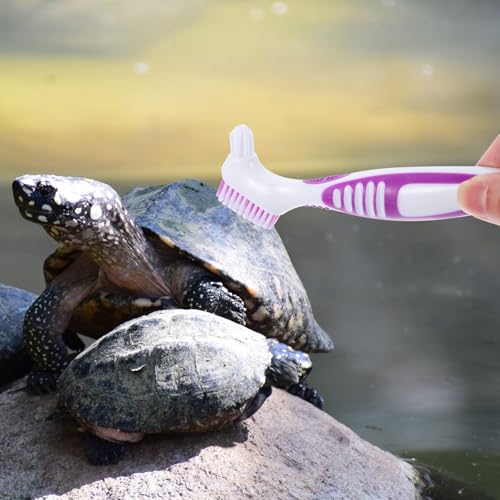 Happyyami Aquatic Turtle Shell Cleaning Brush Double-Head Mini Scrub Brush for Removing Dirt and Mud on Tortoise and Turtle Shells, Portable Pet Tank Cleaning Tool for Reptile Maintenance