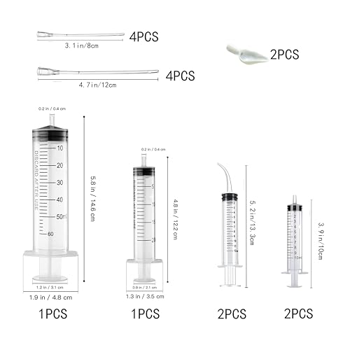 Baby Bird Feeding Syringe Set, Pet Parrot Milk Feeding Syringe with Tubes, Manual Syringe Feeder, Liquid Food, Reusable, Syringe with Spoon Tip(10ml*2+12ml*2+20ml+60ml)