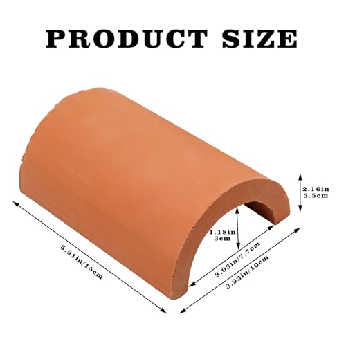 2 Pack Reptile Hide Cave, Natural Terracotta Lizard Habitat Hideout, Bearded Dragon Food Bowl, Tank Terrarium & Aquarium Decor Accessories for Hermit Crab Leopard Gecko Snake Spider Hamster Turtle