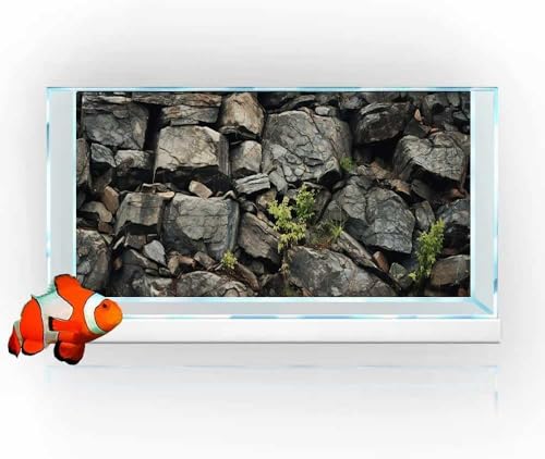 24X12IN Stone Aquarium Background, Rock Fish Tank Background, Natural Rocky Glass Terrarium Background with 8 EVA Double-Sided Tape - color: Stone, size: 24X12in/60X30cm