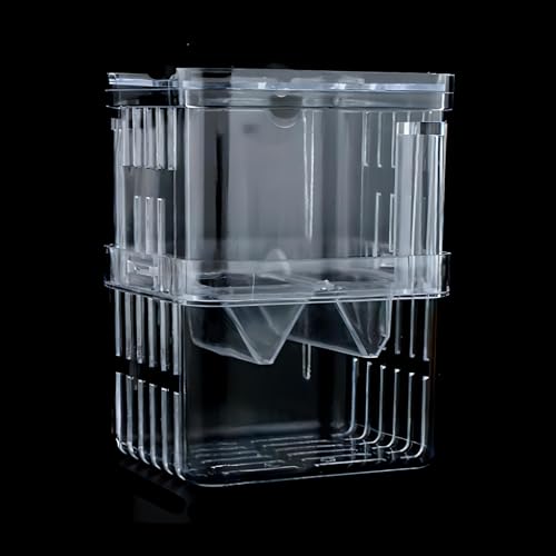 in-Tank Aquarium Breeder Box for Fish Tank, Breeding Incubator for Small Fish Hatchery, Acrylic Divider for Shrimp Clownfish Aggressive and Injured Fish, Can Connect Air Pump (Small)
