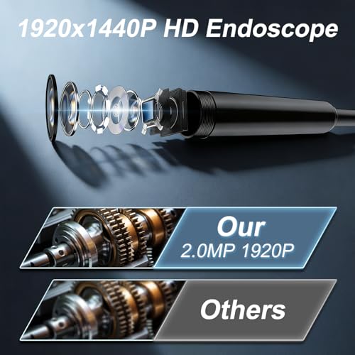 Endoscope Camera with Light, 1920P HD Borescope Tools with 8 Adjustable LED Lights, Endoscope with Semi-Rigid Snake Camera, Inspection Borescope for iOS and Android 16.4ft Single Lens - size: Single lens 16.4ft