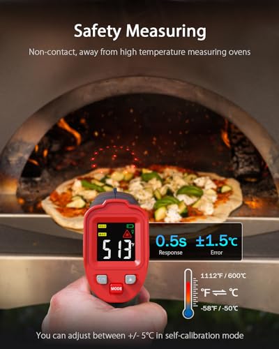 Infrared Temperature Thermometer Gun, Digital Non-Contact Laser Temp Gun Measuring Surface & Ambient Temperature for Kitchen Cooking Food Pizza Oven Grill Meat -58℉ to 1112℉