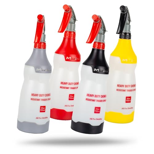 Maxshine Heavy Duty Spray Bottle – 25oz Chemical-Resistant Detailing Sprayer with Adjustable Nozzle & Ergonomic Trigger for Car Cleaning, Garage, Home (4-Color Set) - color: 4-Color Set